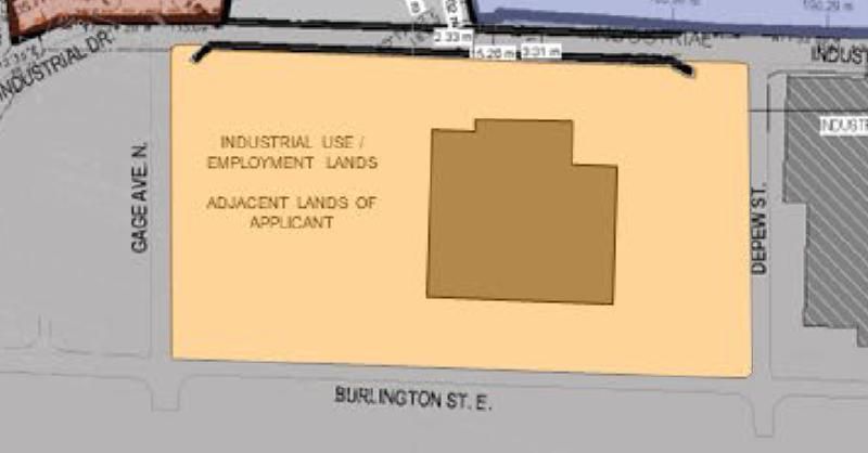 Detail of a map showing the location of a proposed data centre in Hamilton, Ontario